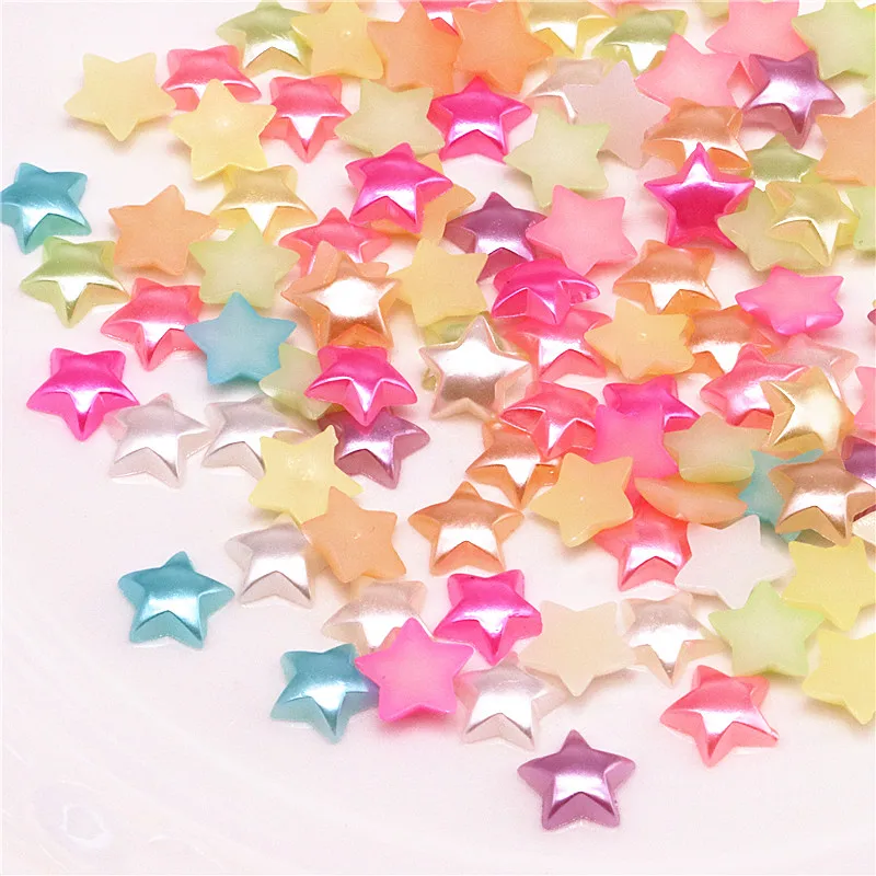200pcs/lot 10mm Mix Colors flatback ABS resin Star Shape imitation pearl for scrapbooking,SP009