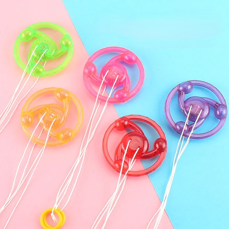 3/5Pcs Flywheel Spinning Toy Spinner Children Pull Line Flashing Toys Led Light Up Glow Wheel Luminous Rope Spinner Toy Gifts