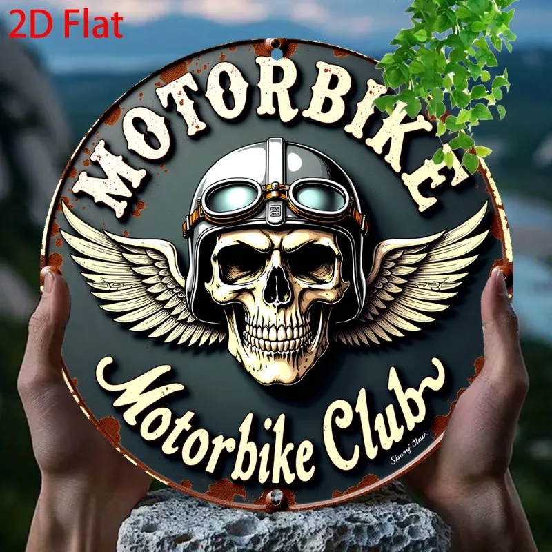 Retro-Motorrad-Club-Metallschild – langlebige Aluminium-Blechplatte, geeignet für Männerhöhle, Bar, vorgebohrte Löcher, einfach aufzuhängen