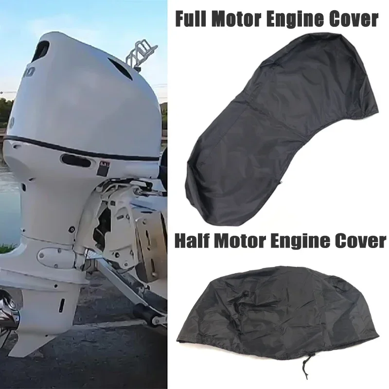 Half/Full 6-250HP Outboard Motor Engine Boat Cover Black Oxford Waterproof Anti-scratch Heavy Duty Outboard Engine Protector