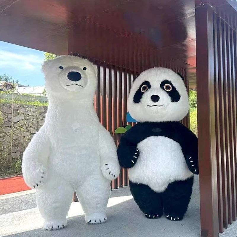 

Party Props Huge 2M-3M Furry Polar Bear Panda Mascot Adult Walking Inflatable Performance Costume Christmas Party Prop