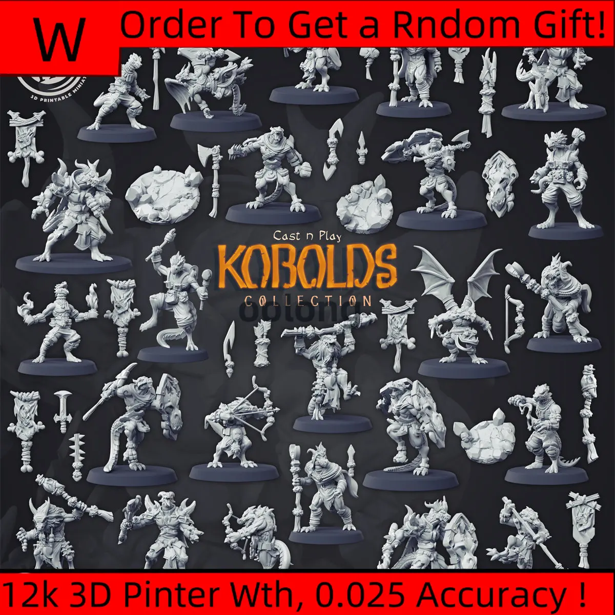 Model mikroskopis cetak 3D 【kobold 】 prajurit Warlock pendeta Ranger Dnd permainan meja permainan catur Model