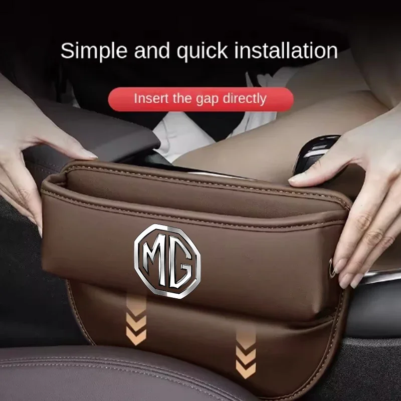 Organizador lateral para banco de carro, com bolso em couro sintético, para modelos MG MG7, MG5, GS, ZS, GT, HS, MG3, MG6. Acessório de armazenamento 