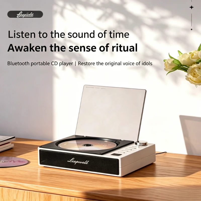

Retro CD Player Bluetooth Speaker Rechargeable with LCD Screen HiFi Multifunction Vintage Gift for Home Outdoor