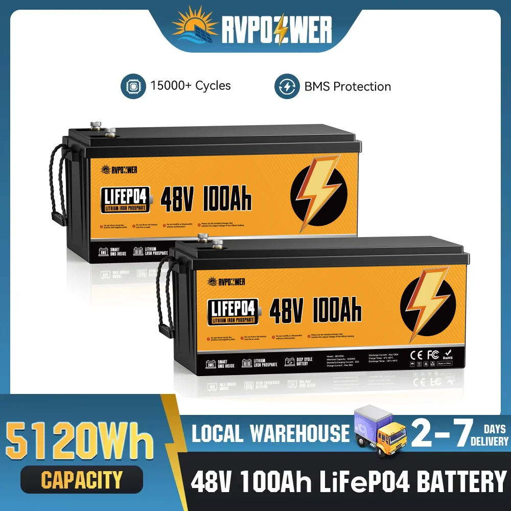 Renewable Energy Source - RVPOZWER LiFePO4 리튬인산철 배터리, 1/2팩(옵션), 충전식
