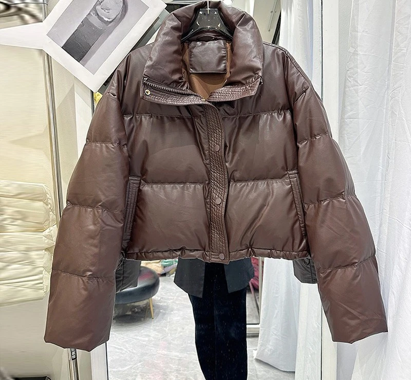 ملابس قطنية نسائية نمط قصير 2025 جاكيت خبز بسحاب نمط جديد #3