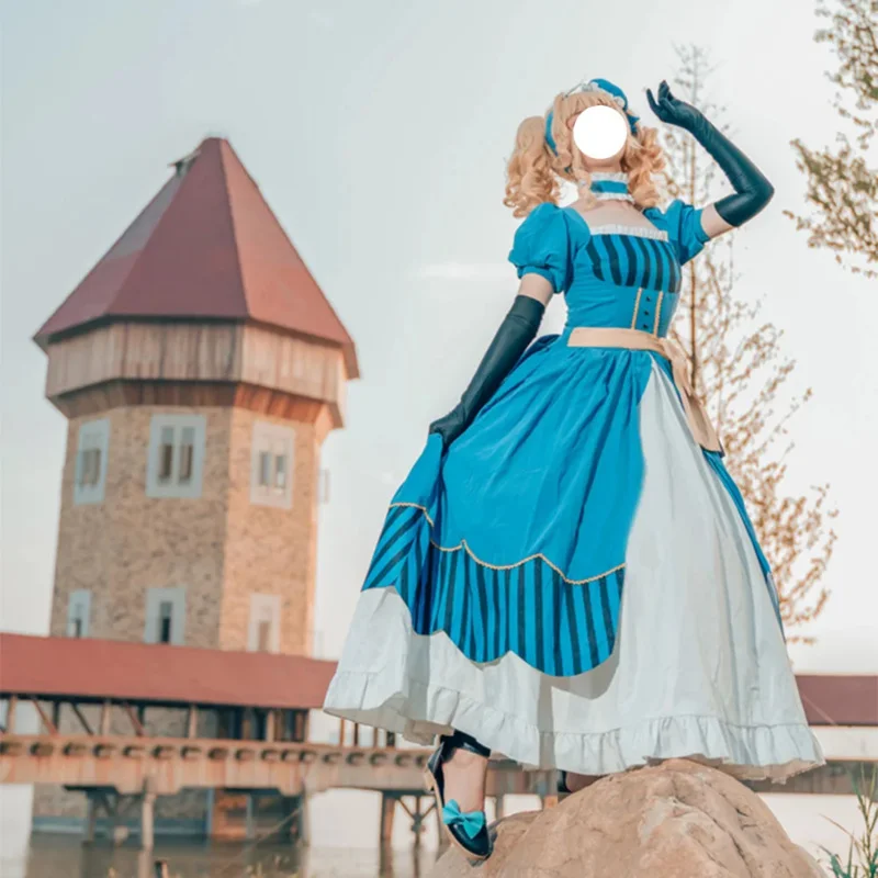 Anime Kuroshitsuji: Book of The Atlantic Black Butler Elizabeth Ethel Cordelia Midford Cosplay Costume Wig Dress Woman Party Set