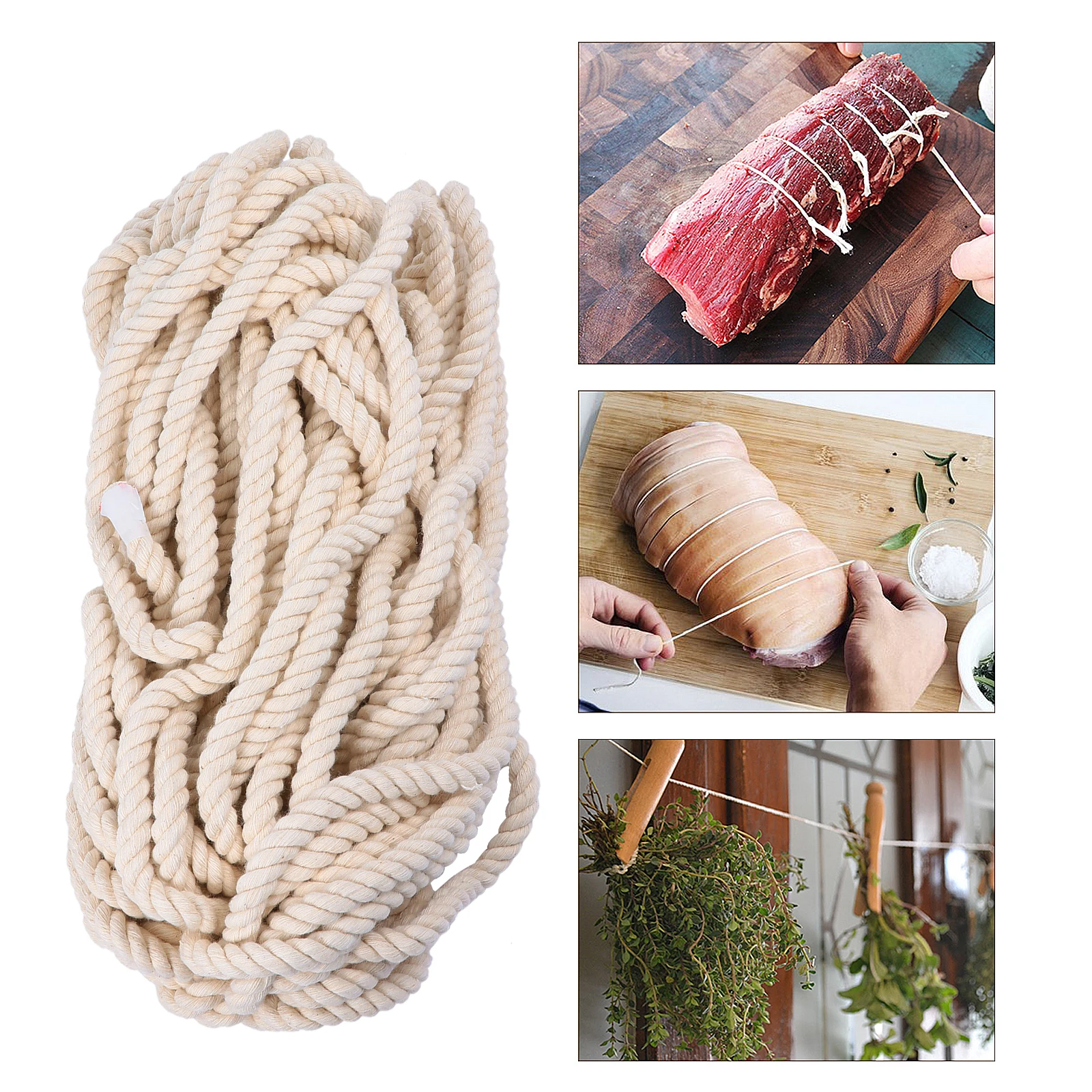 

Cotton Rope Macrame Cord Triple Strand DIY Craft Hemp Rope Gift Wrapping Floral Art Weddings Thickened Durable Practical Use