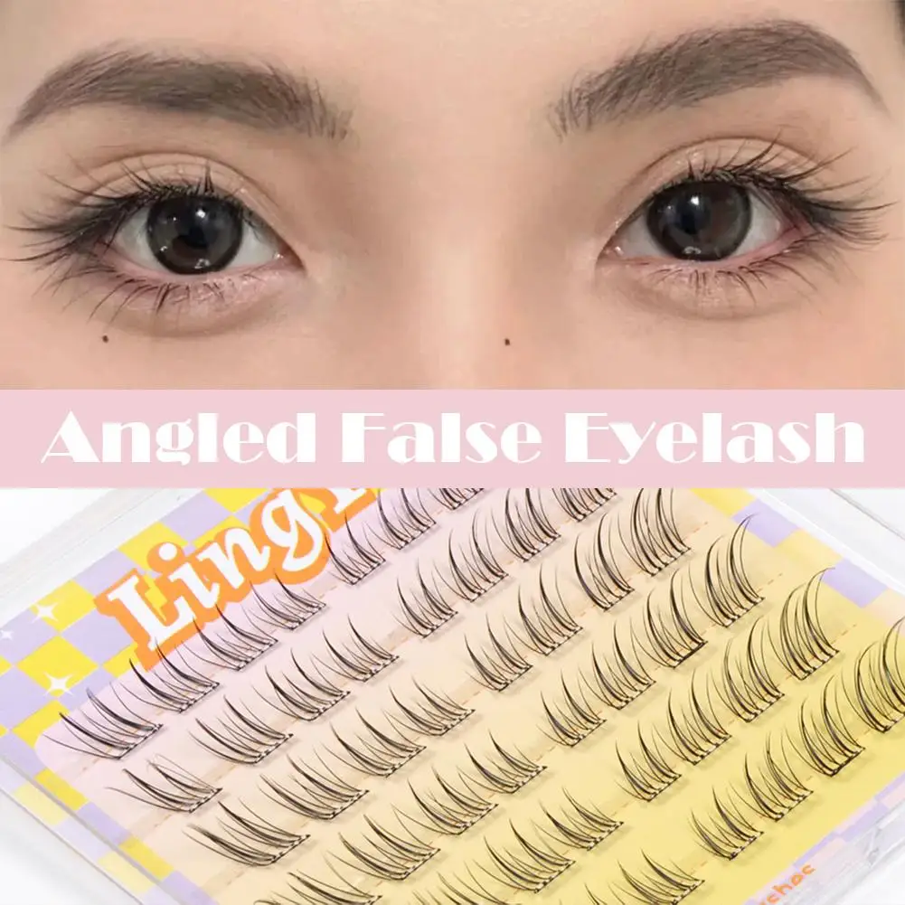 Slanted False Eyelashes Glue-free Ultra-thin Segmented Eyelashes Makeup Extension Manga Lashes Eyelash False Nature Curl Q4Y9