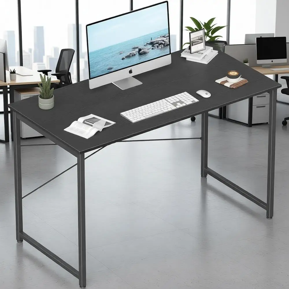 

47 Study Writing Table, Simple Style PC Desk, Black Metal
