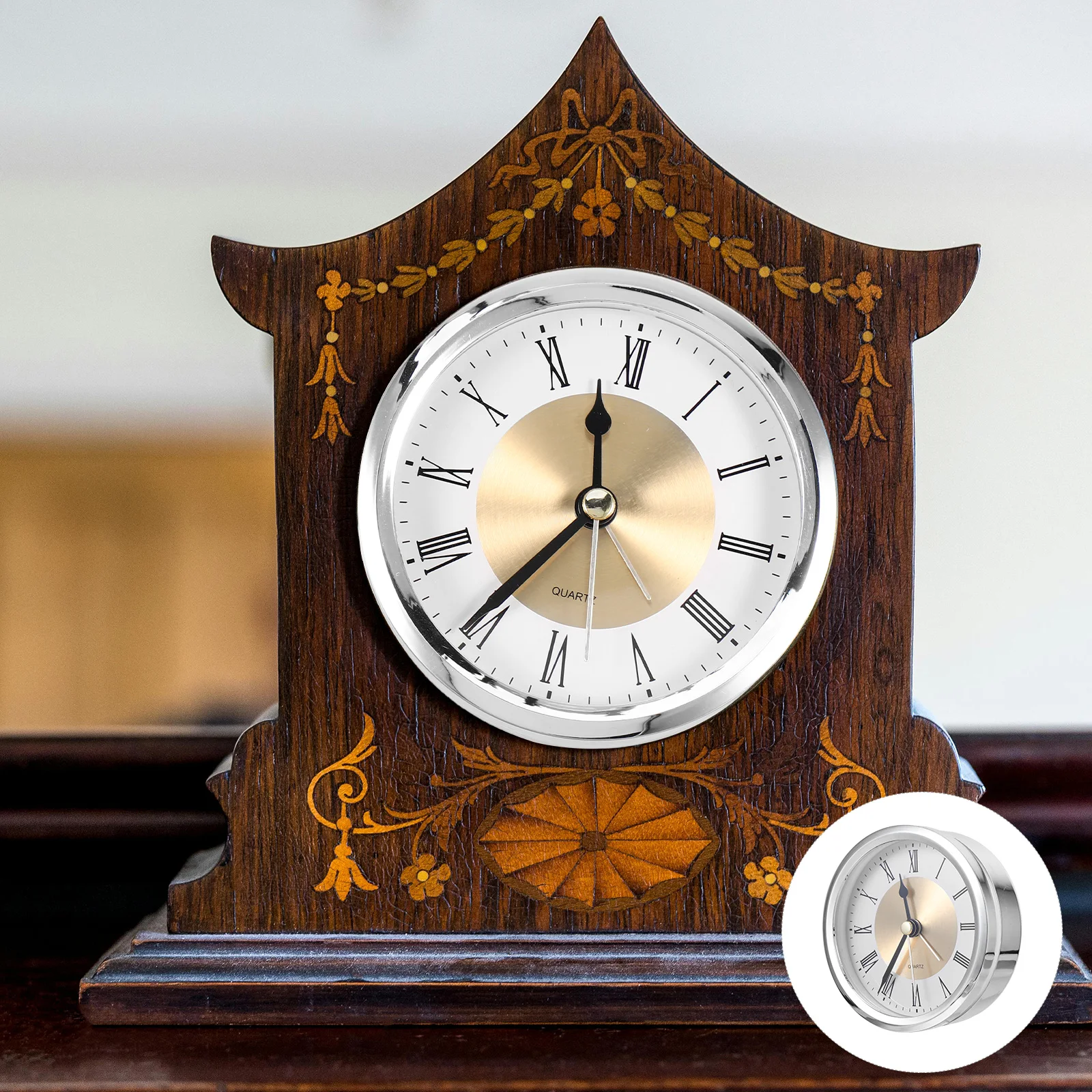 

Round Crystal Quartz Clock Insert Embedded Craftsmanship Accurate Timing Stable Performance DIY Vintage Table Clock Decor