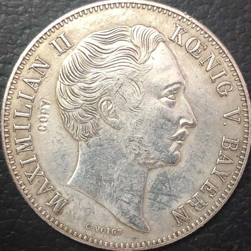 1855 Kingdom of Bavaria 2 Gulden-Maximilian II madonna column Silver Plated Copy Coin