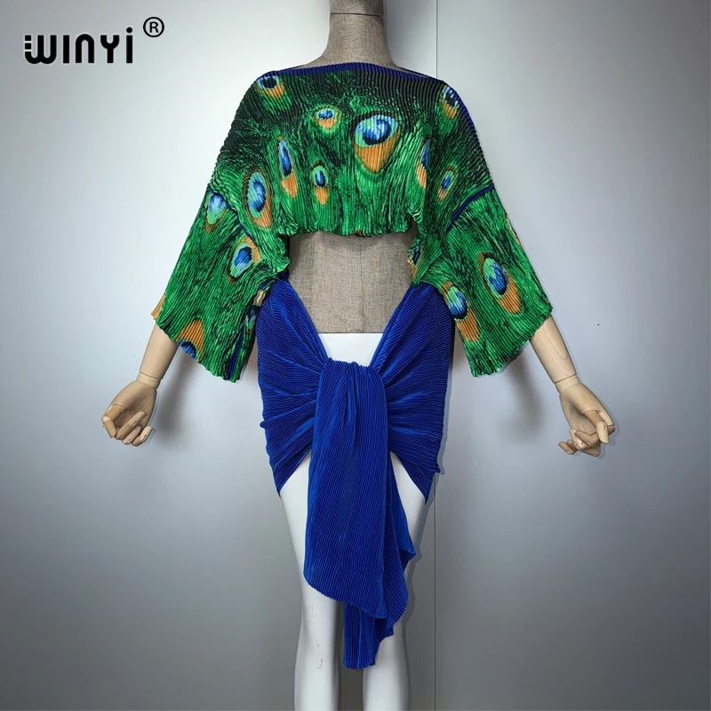 WINYI Women's Pleated Top Dress Crumple Design Bohemian Sexy Maxi Party Poncho Beach Wear Cover Up Beach Outfits Woman