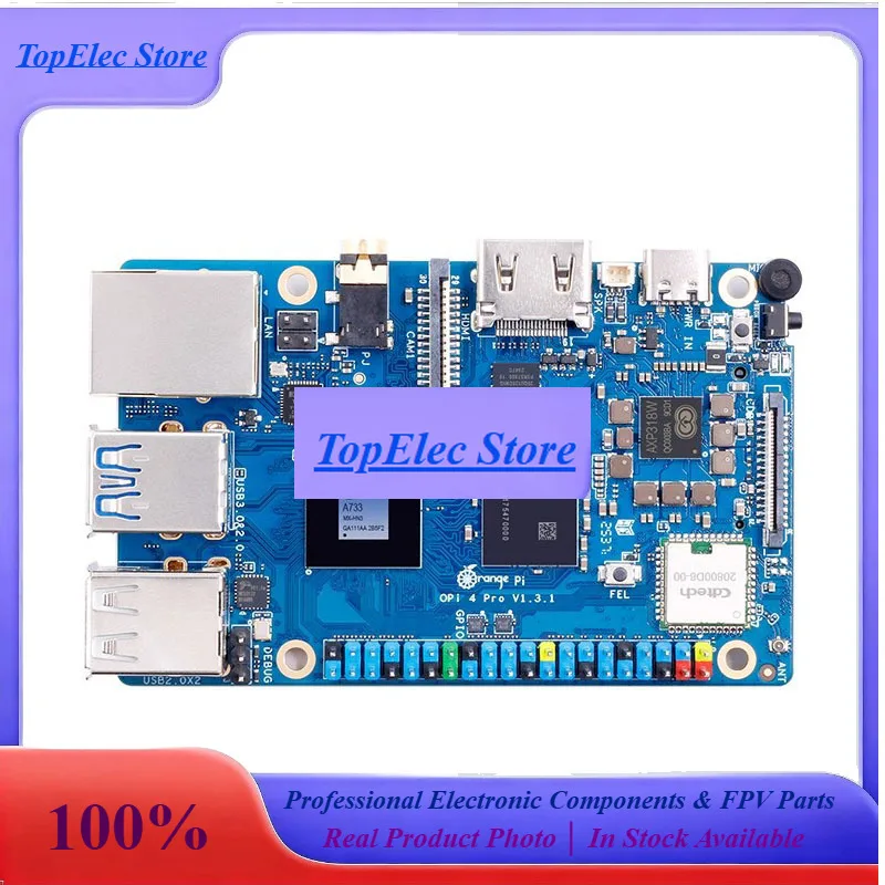 TopESOrangePiS 4 Pro Development Board All Star A733 Eight Core SoC LPDDR5 3TOPS Computing Power