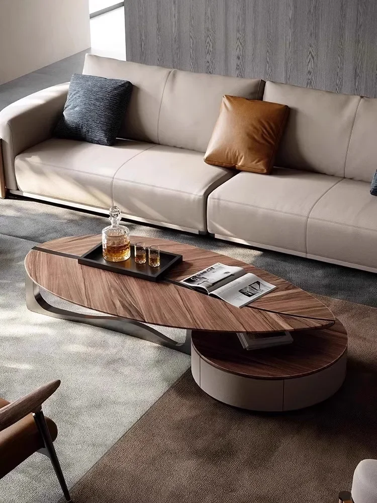 

Designer living room North American walnut leaf shaped special-shaped coffee table