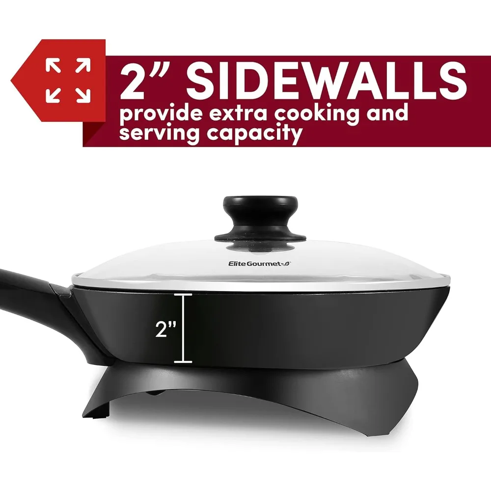 مقلاة EG6207 مقاومة للخدش مقاس 10.5 بوصة (2 كيو تي)، آمنة للاستخدام في غسالة الأطباق، مقلاة كهربائية غير لاصقة مع