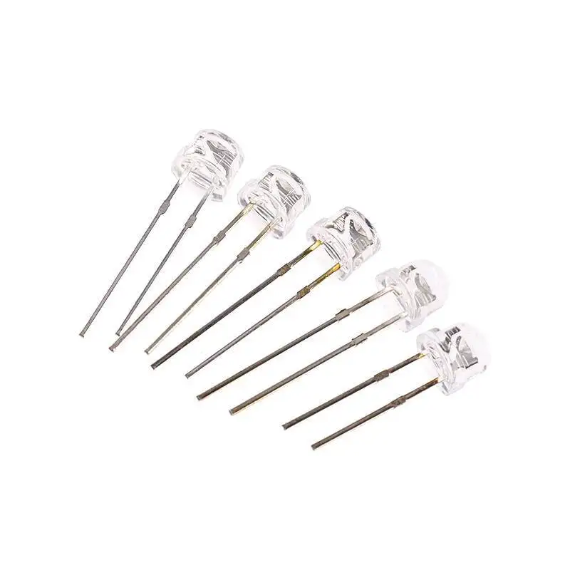 50 Stück 5mm Strohhut-Leuchtdioden LED-Lampenperlen Direktanschluss Weiß Blau Rot Grün Gelb Hohe Helligkeit – Detail 2