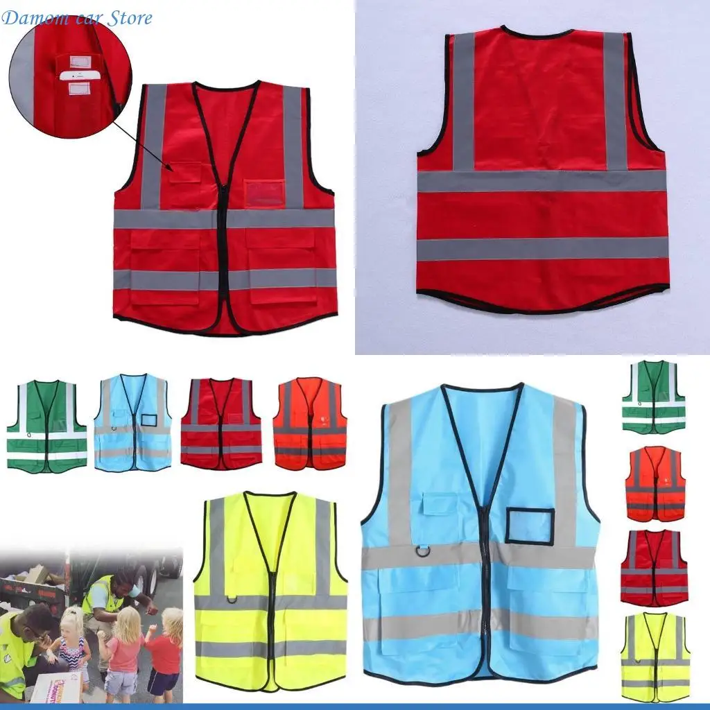 A2UC Safety Vest Yellow Reflective High Visibility Hi Vis Silver Strip Men Women Work Cycling Runner Surveyor