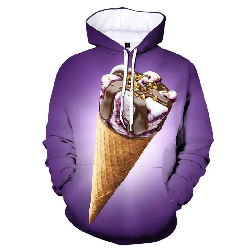 Autumn Colorful Ice Cream 3D Print Hoodies Men Women Fashion Casual Sweatshirts Oversized Hoodie Pullovers Tracksuit Clothing