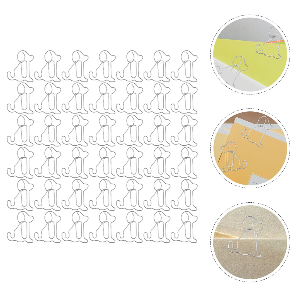 100pcs Sitting Dog Bookmarks Creative Paper Clips for Office Documents Files Notes Metal Small Dog Shaped Colored Unique Desk
