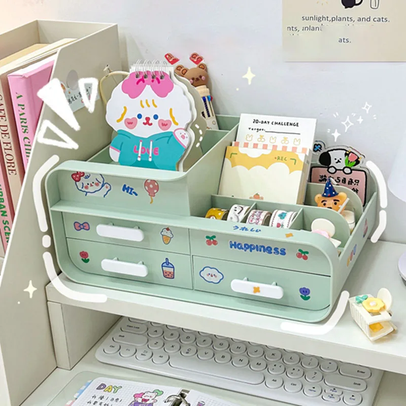 Multi-functional Desktop Pen Holder Large-capacity Stationery Storage Box Creative Pencil Holder Ins Desk Organizer for Girls