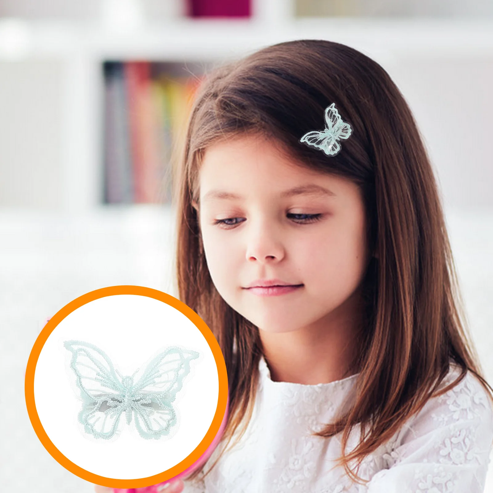 

5Pcs Butterfly Hair Clips Double Layer Embroidery Lace Mesh Elegant Hair Pins for Birthday Wedding Party Accessories