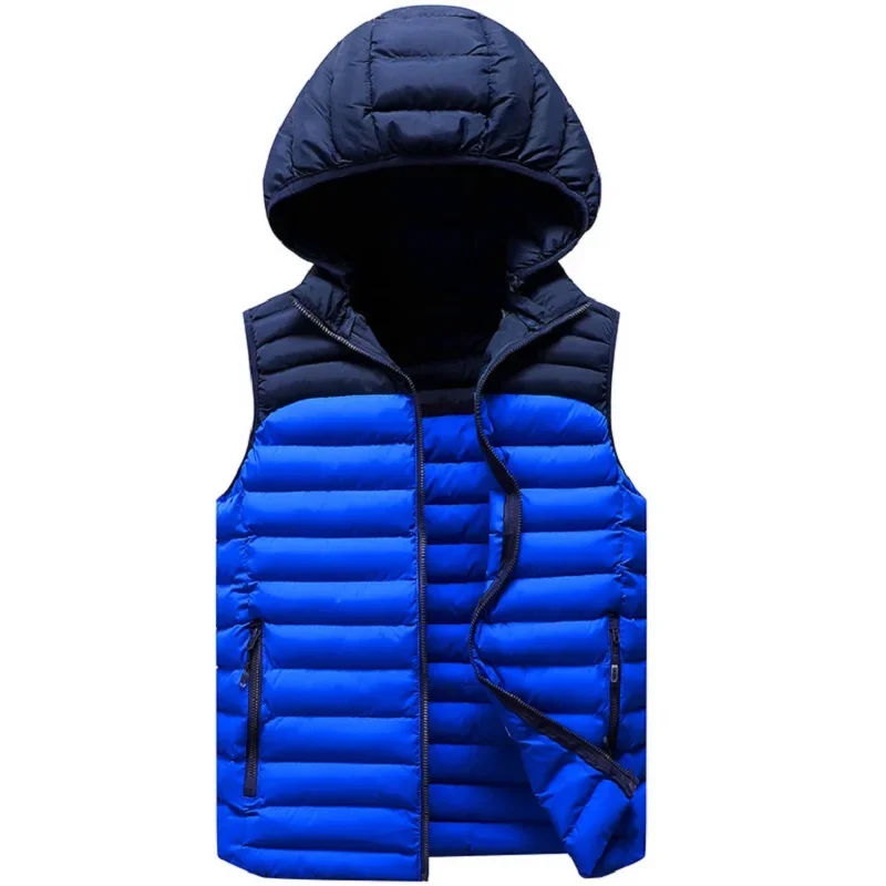 

Mens Winter Sleeveless Jacket Men Down Vest Warm Thick Hooded Coats Male Cotton-Padded Work Waistcoat Gilet Homme