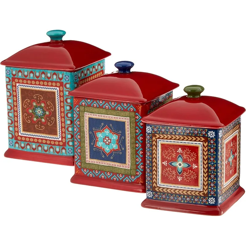 Monterrey 3 Piece Canister Set, Multicolor