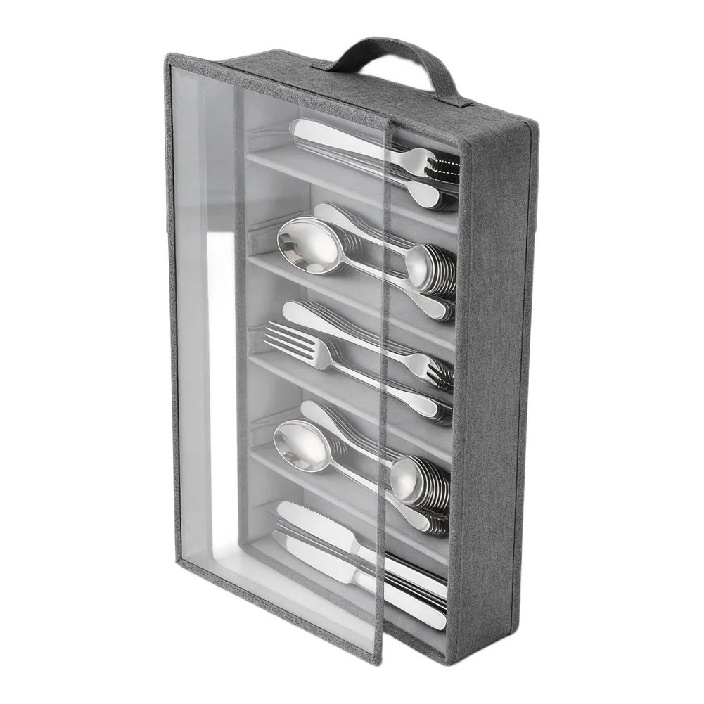 Adjustable Silverware Storage Box with Transparent Window Lid for Easy Viewing and Space Efficient Kitchen Use
