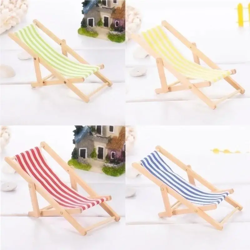 Simple Stripes 2 Pcs Mini  Beach Chair Emulational Furniture Labubu Doll Trendy Accessories Household Furnishings Decoration