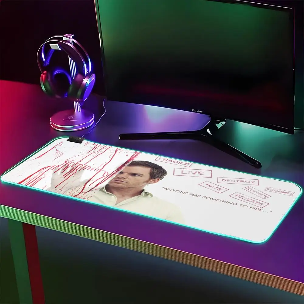Tv Show D-Dexter Mouse Pad RGB Gaming Mouse Pad Desk Mat HD Gamer Large LED Light XXL MousePads