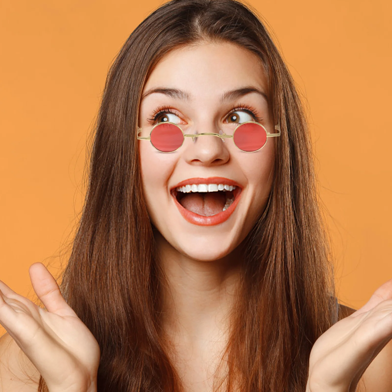 

3pcs Vintage Round Sunglasses Mini Circle Shades Steampunk Gothic Eyewear For Women Men Retro 90S Small Frame Red Lens Fashion