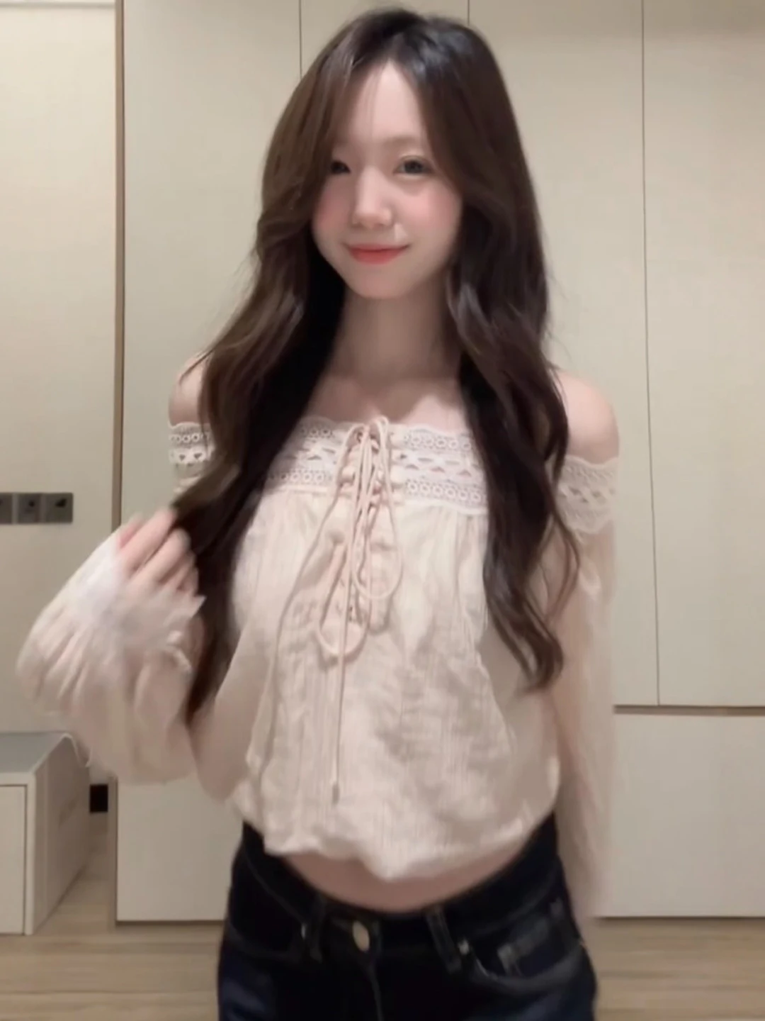 

Pink Lace Hollow out Long Sve irt Women Spring Summer oulder Bared Thin Sle Outerwear Sun Protection Top French Sl...