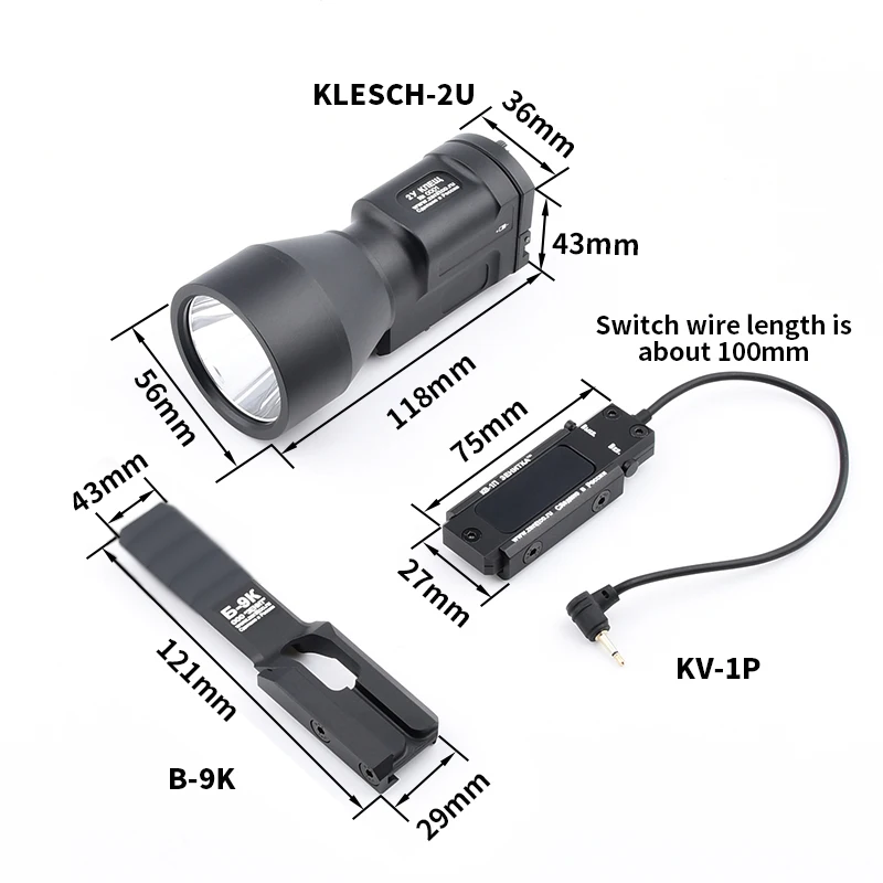 Imagem -06 - Zenitc Klesch2p 2u Gen.2.0 Lanterna Tática Armas Scout Luz Led para ak Picatinnny Ferroviário Caça Rifle Airsoft Acessórios