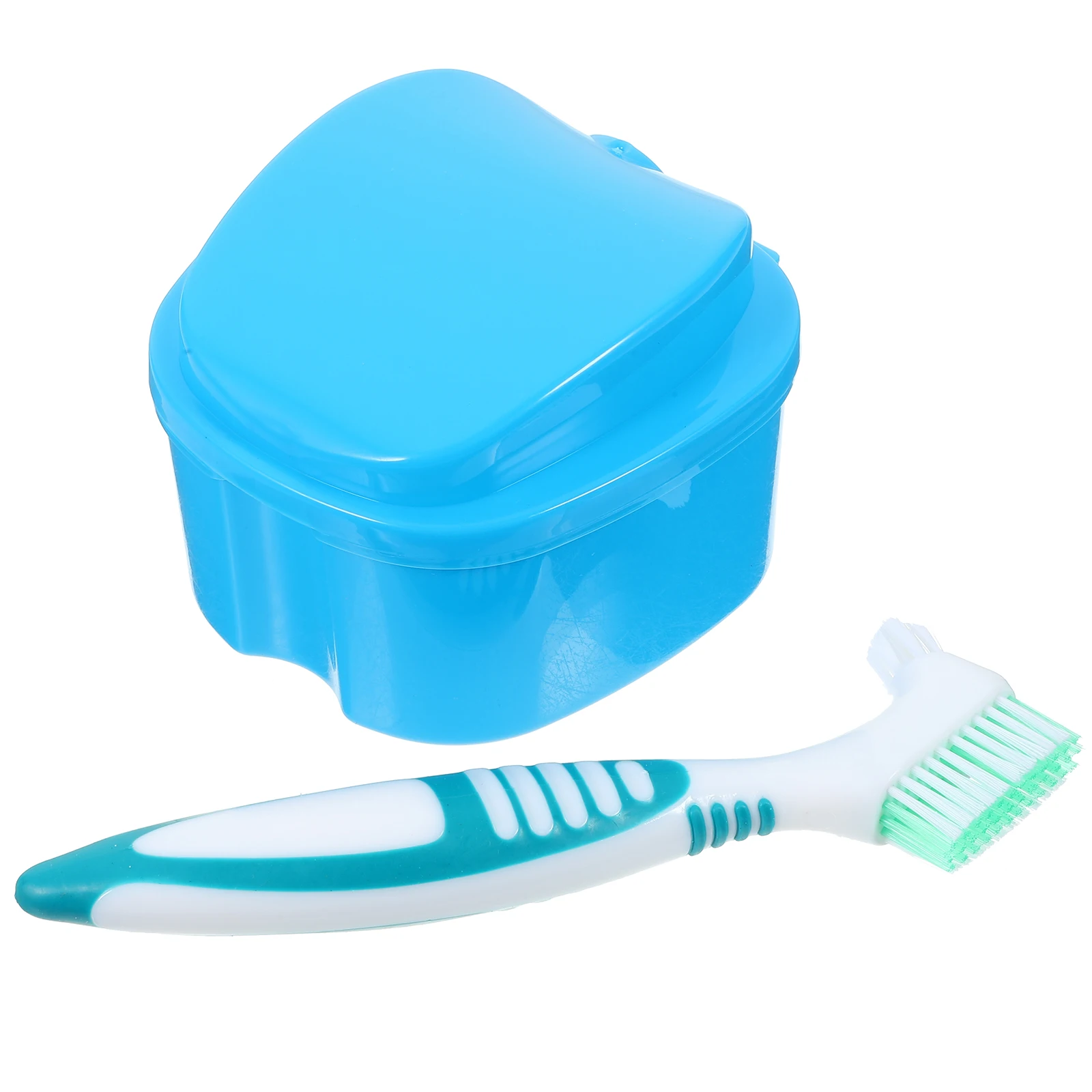 

Denture Brush 1 Set Blue Case Color Toothbrush Portable Travel Camping Safety Cover Storage Filter Basket