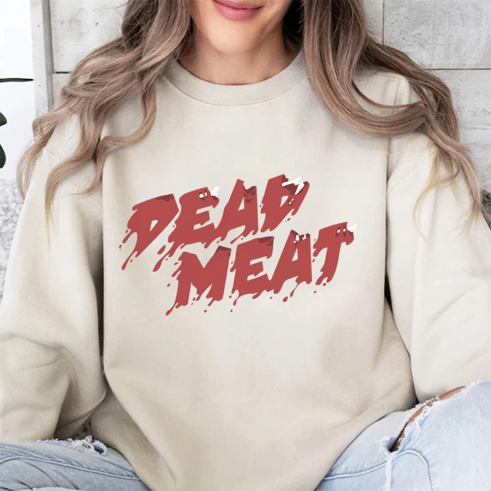 

Deas Meat Latter Printed Graphic Women’s Autumn Winter Sweatshirt Oversize Female Clothing Elegant O Neck Cotton Lady Tops Y2k