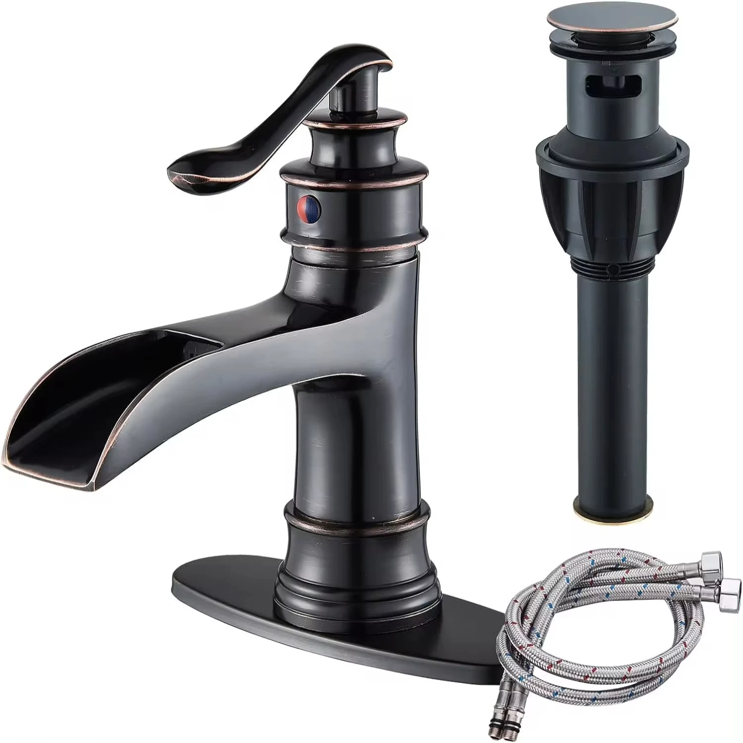 

Waterfall Bathroom Faucet Oil Rubbed Bronze Single Handle Lavatory Mixer Tap Vessel Sink Faucet Farmhouse Vanity Sink Faucet