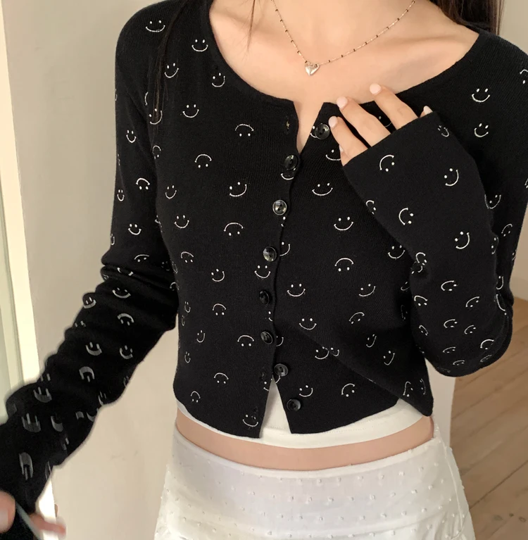 6colors 2024 Spring korean style women slim Knitted tops  Long Sleeve t-shirts  Cardigan Womens Slim Tees shirt femme (X3173)