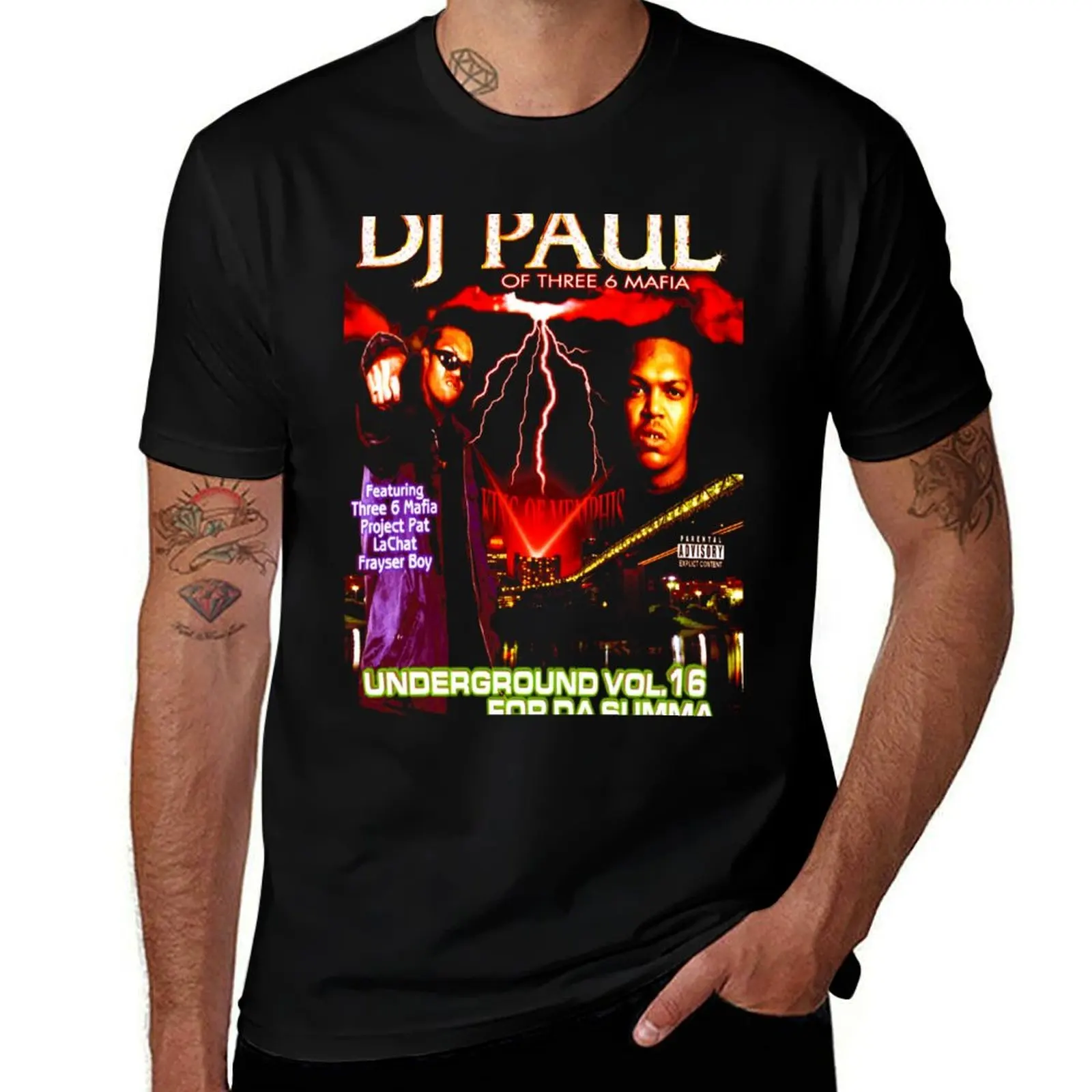 Dj Paul Three Six Mafia T-Shirt Basic Plain Short Sleeve Crew Neck Tee T-Shirt