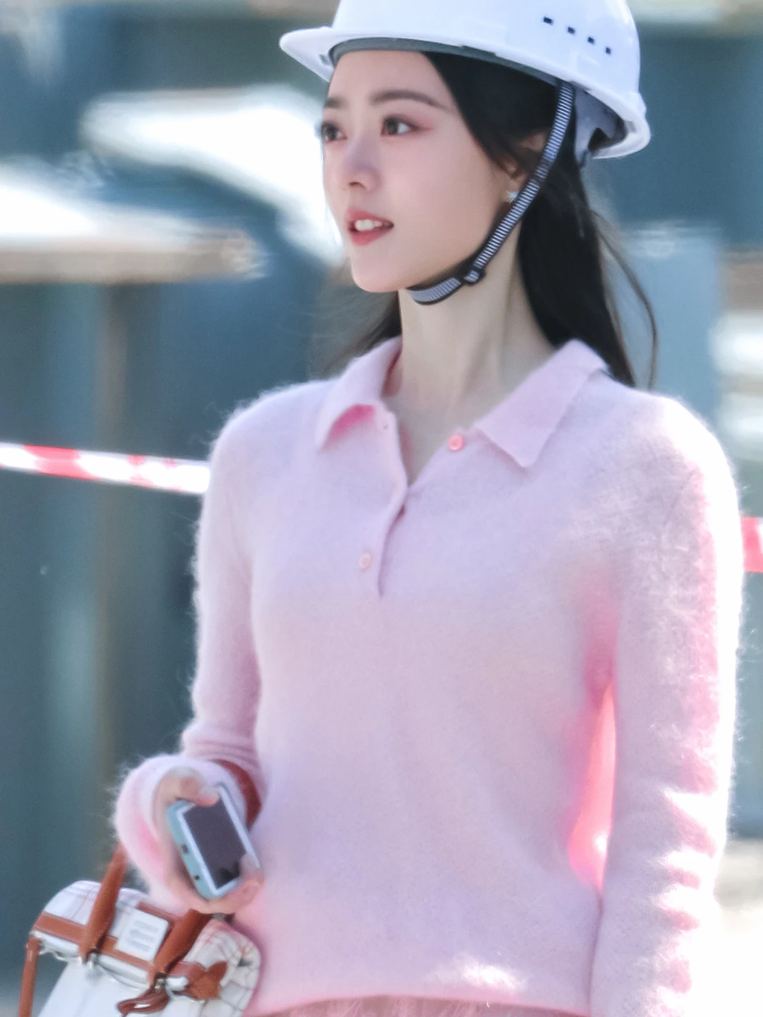 

Розовый вязаный свитер с воротником, женский, омолаживающий, мягкий, двойной вязки, с длинными рукавами, стандартный крой, повседневная одежда