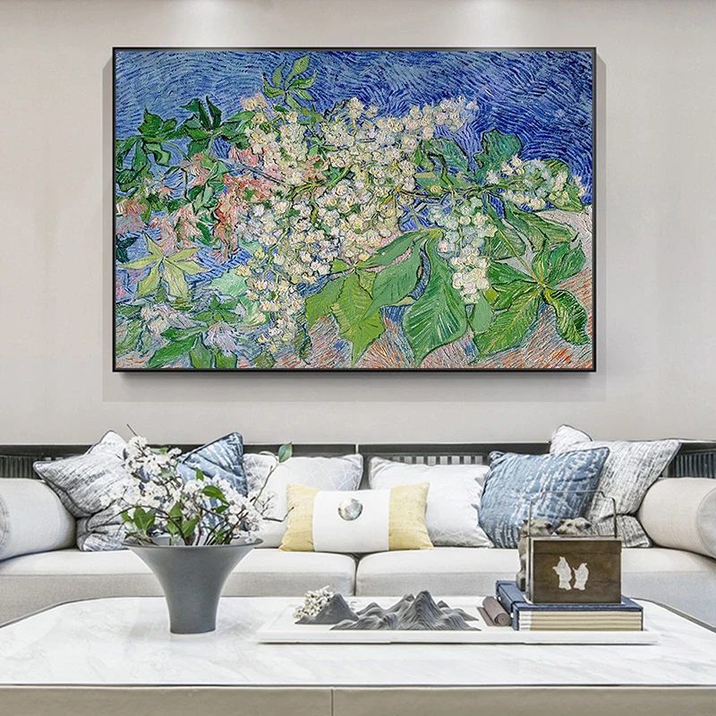 Van Gogh Blossoming Chestnut Branches Paintings Canvas Home Decorative Pictures Wall Art For Living Room Bedroom Decor