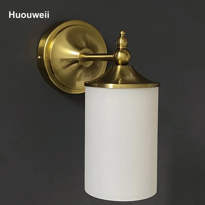 

Retro Copper Wall lamp American Bedroom Bedside Lamp LED Simple Staircase Aisle Background Wall Lamp