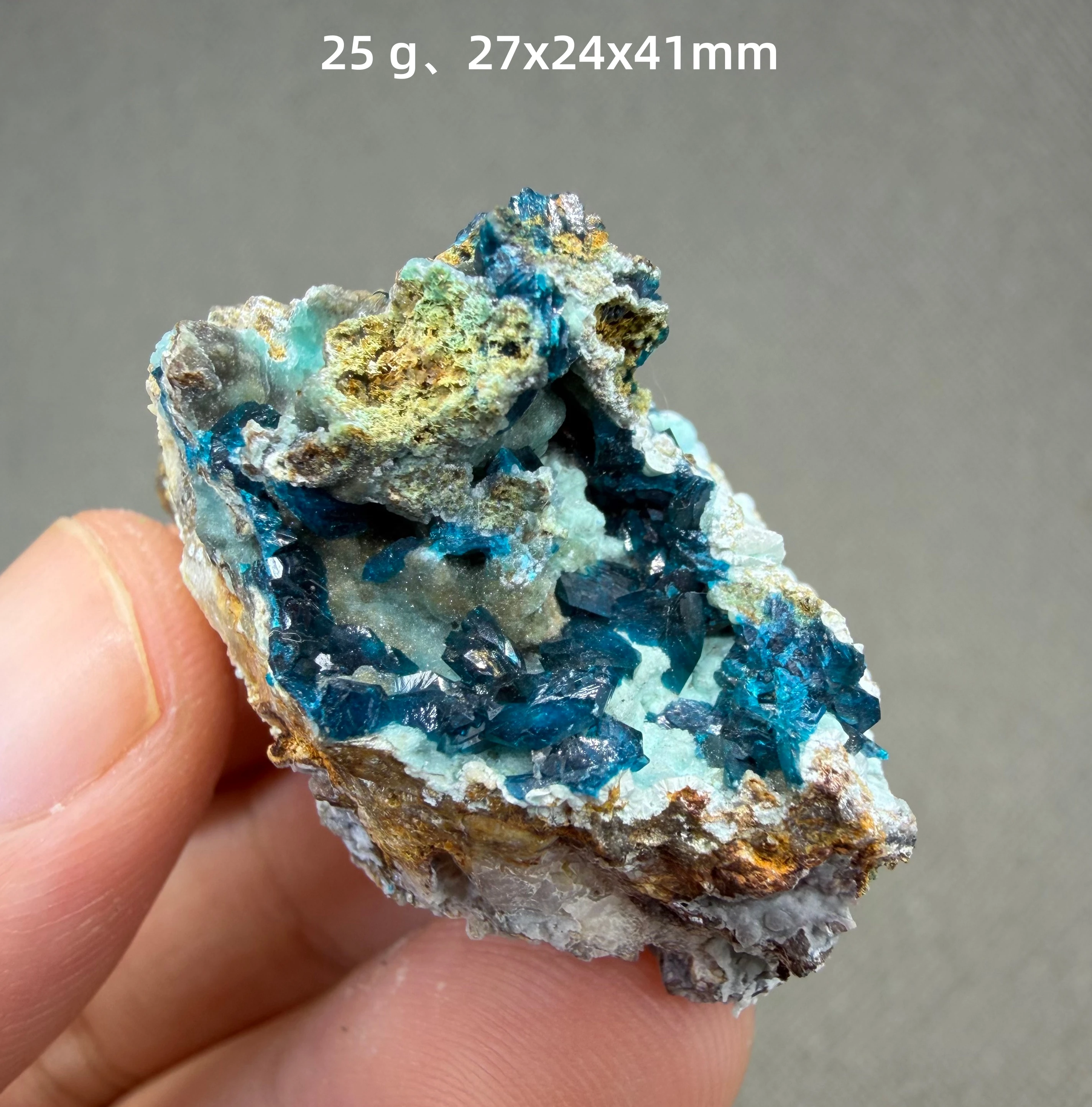 Natural Veszelyite Crystal Cluster Blue Rare Copper Zinc Phosphate Mineral Specimen