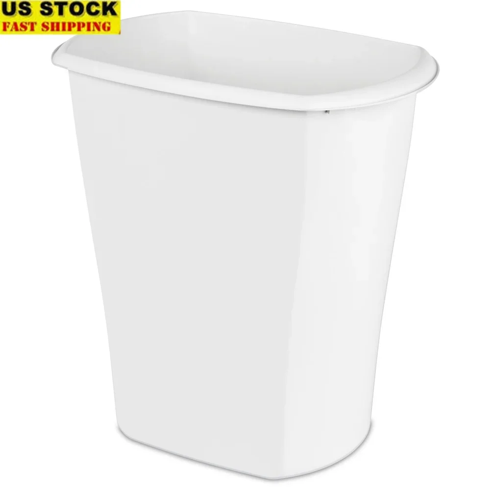 Cesta de basura Rectangular de 10 galones, cubo de basura de plástico con tapa abierta para cocina, perfil delgado, fácil de limpiar, uso en interiores con mango cómodo