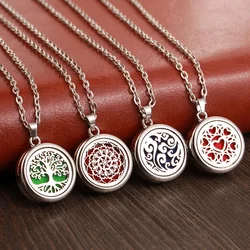 New Tree of Life Aromatherapy Necklace Stainless Steel Essential Oil Diffuser Amulet Perfume Locket Pendant Women Jewelry Gift