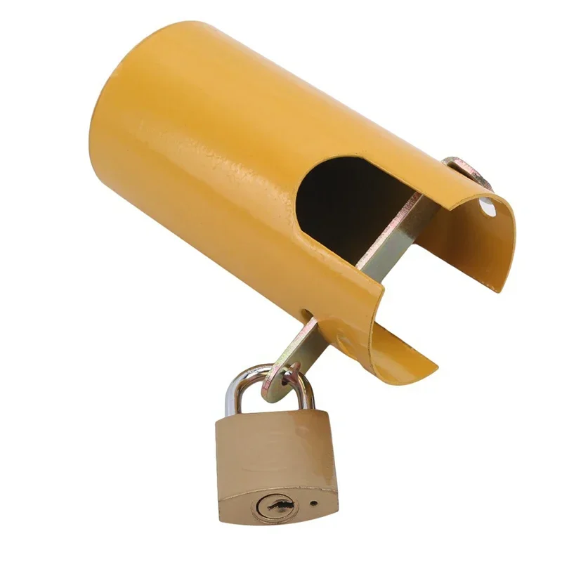 Water Faucet Lock Outdoor/Kitchen/Garden Hose Tap Faucet Lock Anti-Theft Child-Proof Metal Faucet Protection Cover, Yellow
