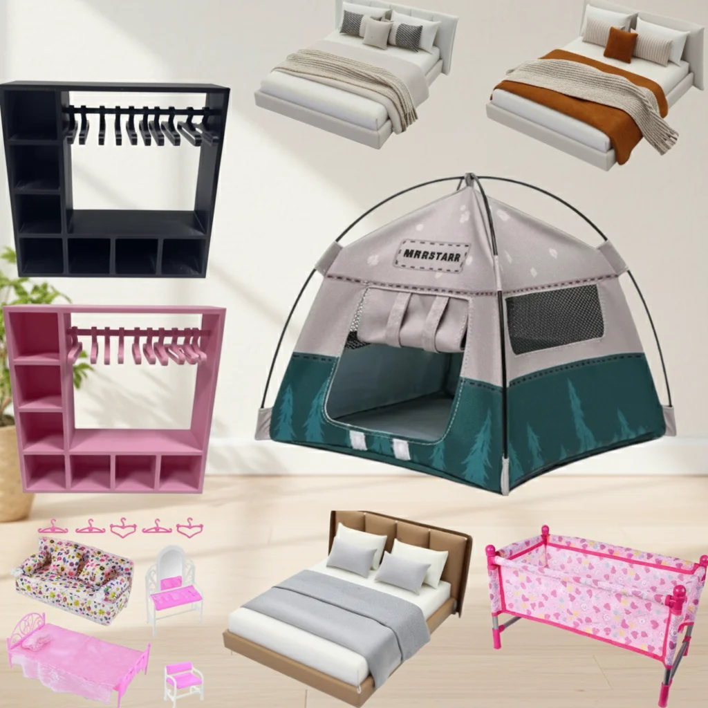 1Set Camping Small Tent Model 1:12 Scale Decorative Miniature Scene Accessories Photography Props Toy Gift Doll Accessories Set