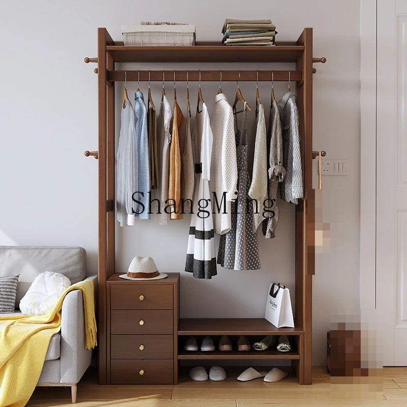 

FG all solid wood floor coat rack, bedroom hanger integrated household living room door rack