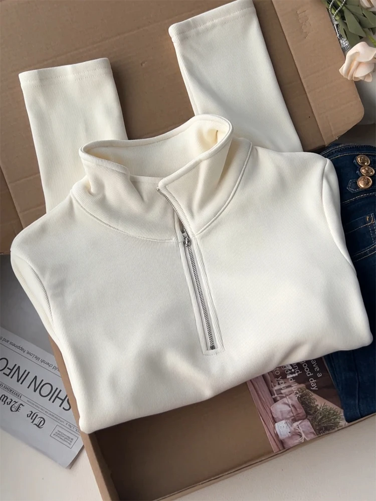 

Корейская зимняя толстовка на молнии с воротником-стойкой, новая модная универсальная модель больших размеров, антивозрастной эффект, верхняя одежда для женщин, для снежной погоды