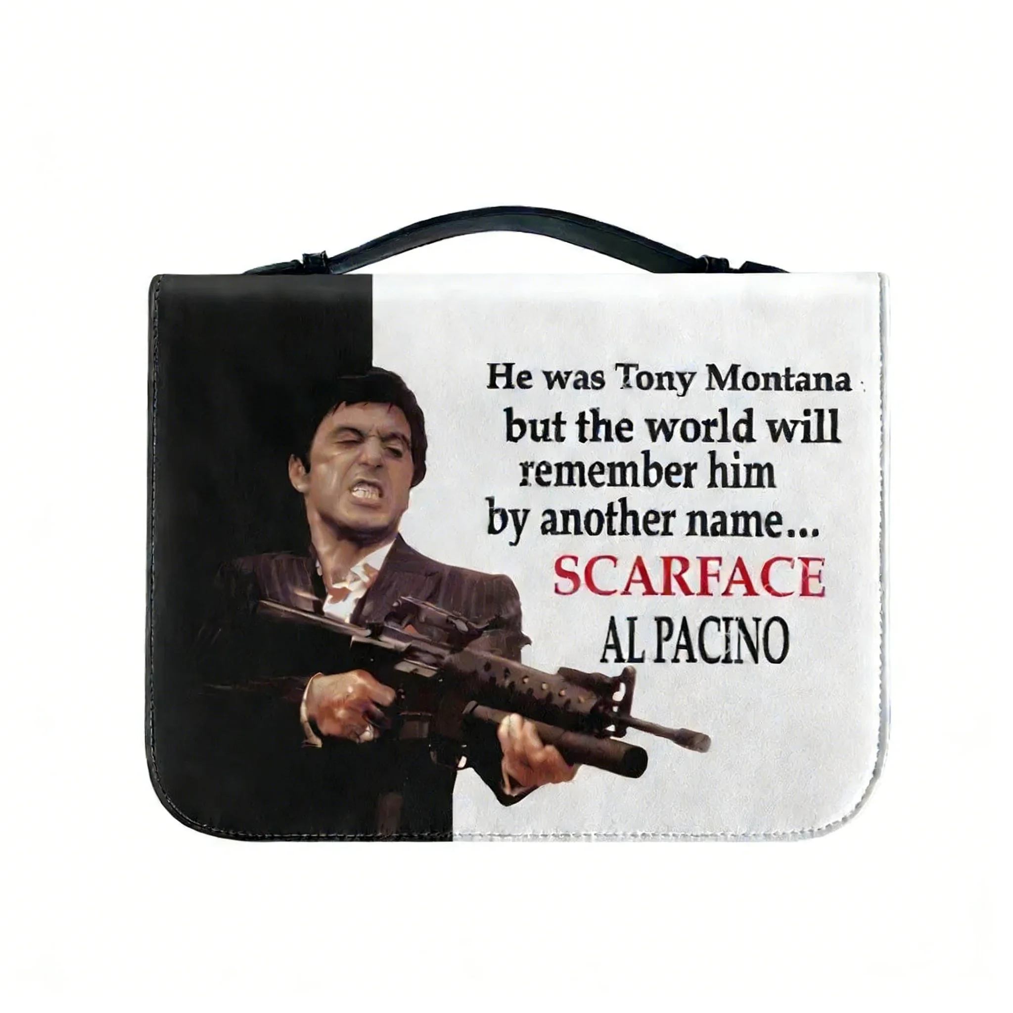 

Scarface Bible Bags Hot Movie Tony Montana Gifts Personalized Cover Bible Pack Waterproof Leather Bag Pockets Package Case